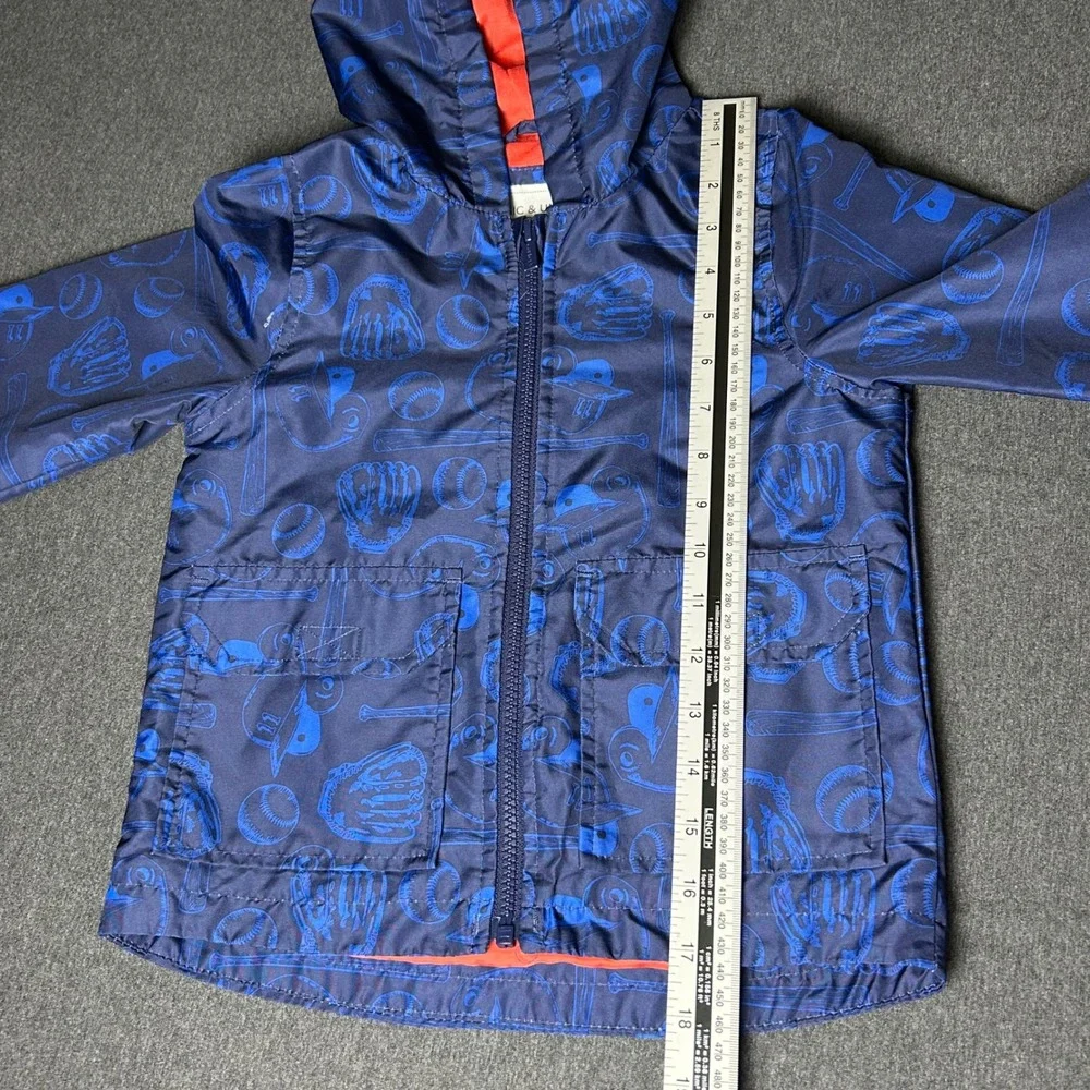 Carter's 3T Baseball Print Hooded Jacket –‎ Small Sleeve Tear